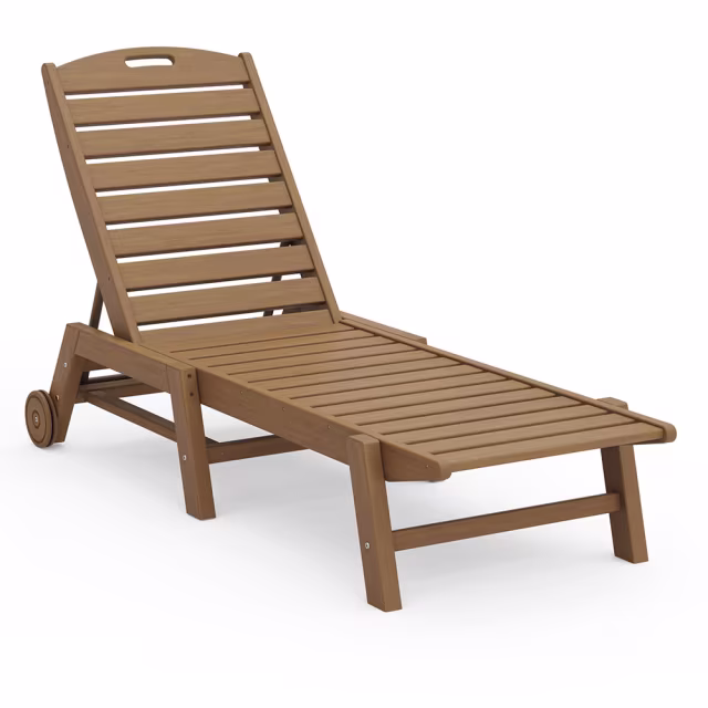 Polywood Nautical Stacking Chaise Lounge with Wheels