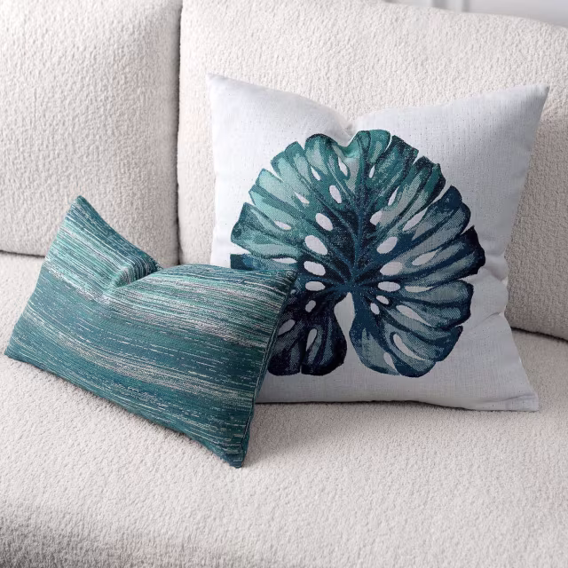Elaine Smith 22" x 22" Leaf Lagoon Sunbrella Outdoor Pillow