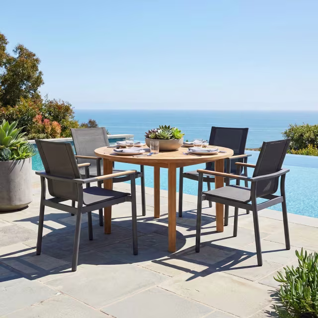POVL Outdoor Menlo 47" Teak Round Dining Table