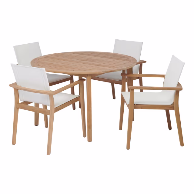 POVL Outdoor Menlo 5-Piece 47" Round Patio Dining Set