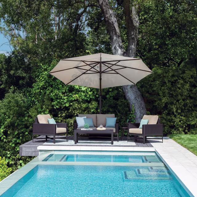 Treasure Garden AG25T 11.5' Octagonal Aluminum Cantilever Patio Umbrella