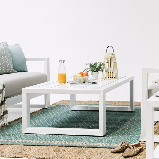 Sunset West Newport 54" Aluminum Rectangular Coffee Table