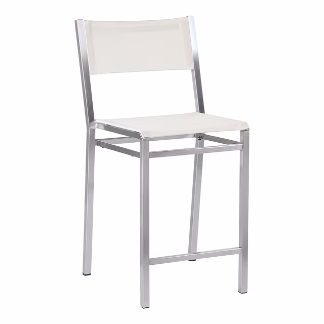 Barlow Tyrie Equinox Stacking Sling Counter Side Chair - Raw Stainless Steel