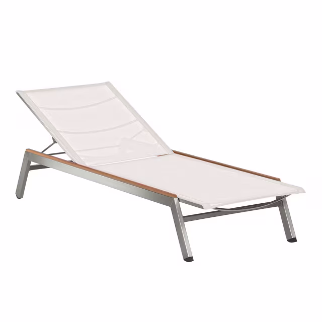 Barlow Tyrie Equinox Stacking Sling Chaise Lounge - Raw Stainless Steel