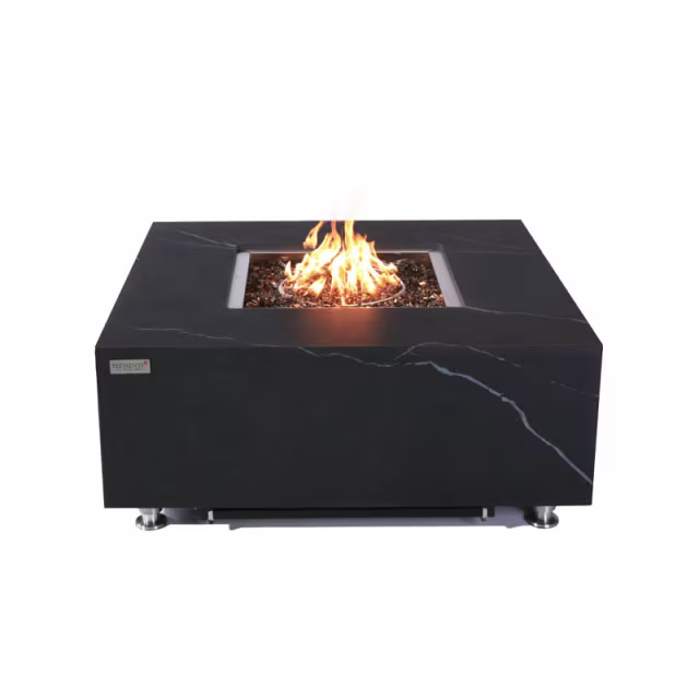 Elementi Plus Sofia 39.5" Square Marble Porcelain Gas Fire Table