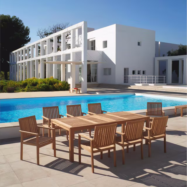 Barlow Tyrie Linear 61" - 91" Teak Extending Rectangular Dining Table