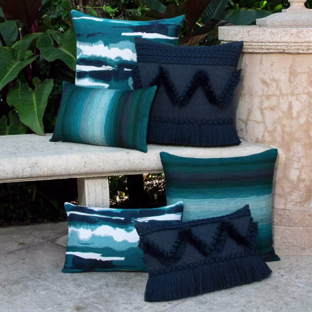 Elaine Smith 20" x 20" Tavarua Indigo Sunbrella Outdoor Pillow