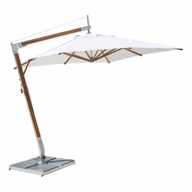 Bambrella Side Wind Sirocco 8.5' Square Bamboo Cantilever Patio Umbrella