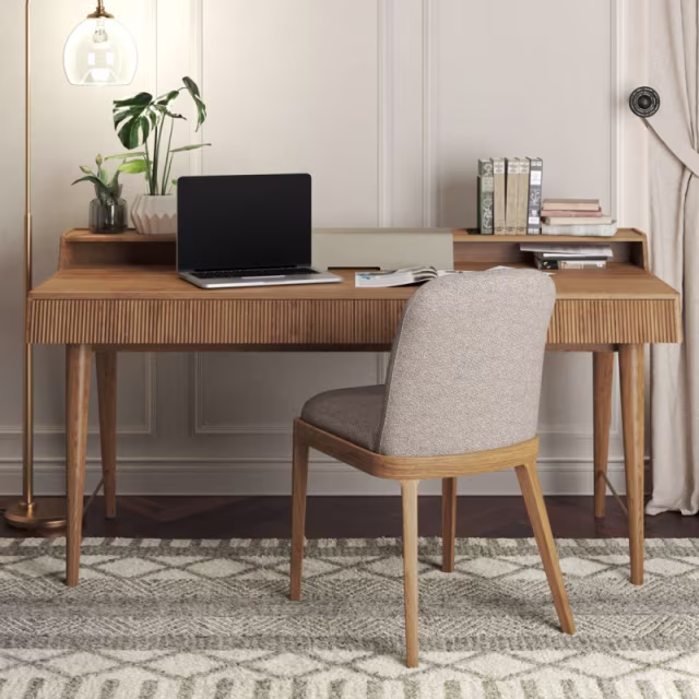 POVL Outdoor Script Teak Desk with Top Storage