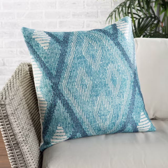 Jaipur Living 22" x 22" Sadler Tribal Blue Outdoor Pillow