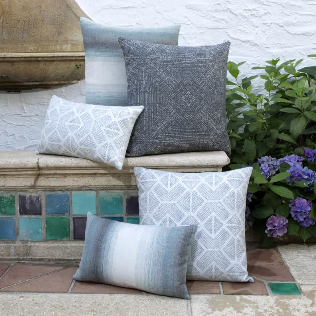 Elaine Smith 20" x 20" Bakuba Stream Sunbrella Outdoor Pillow