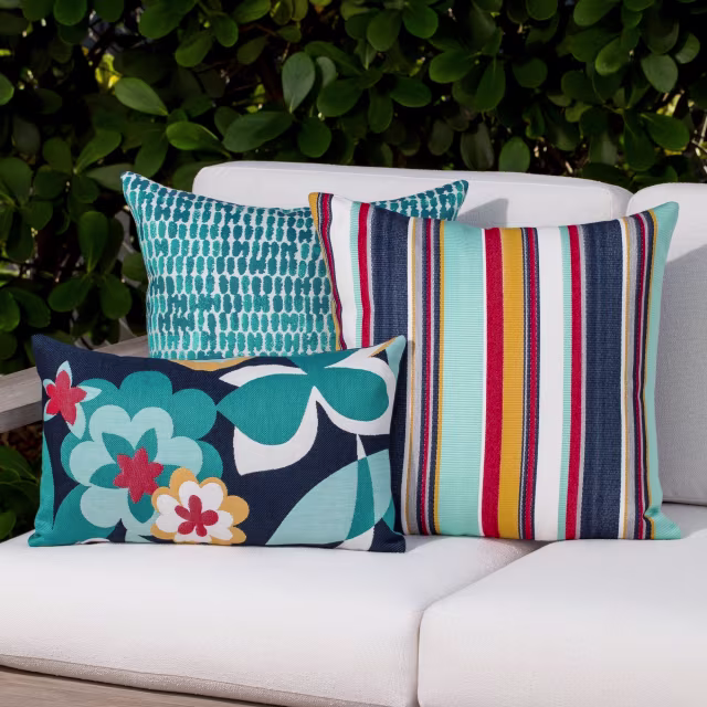 Elaine Smith 20" x 12" Floral Impact Lumbar Sunbrella Outdoor Pillow