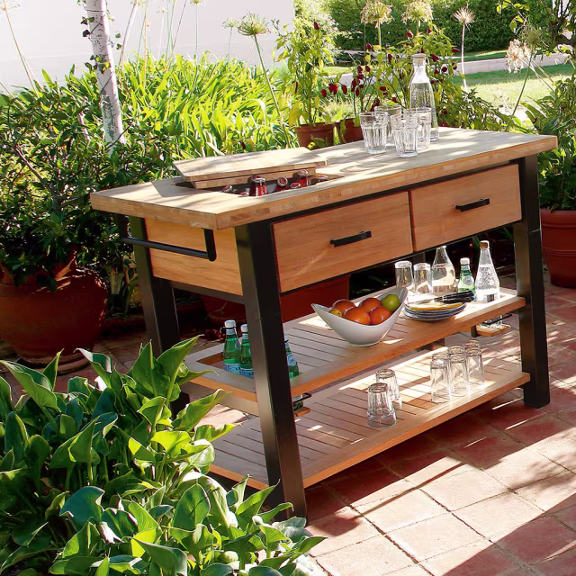 Barlow Tyrie Titan 54" Teak Rectangular Outdoor Serving Table