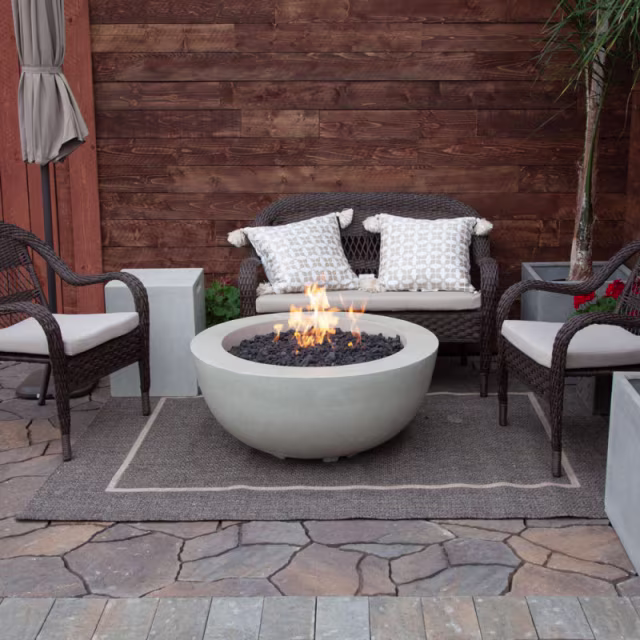 Prism Hardscapes Moderno 8 Round 39" Concrete Gas Fire Bowl