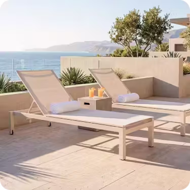 POVL Outdoor Foundation Stacking Sling Chaise Lounge