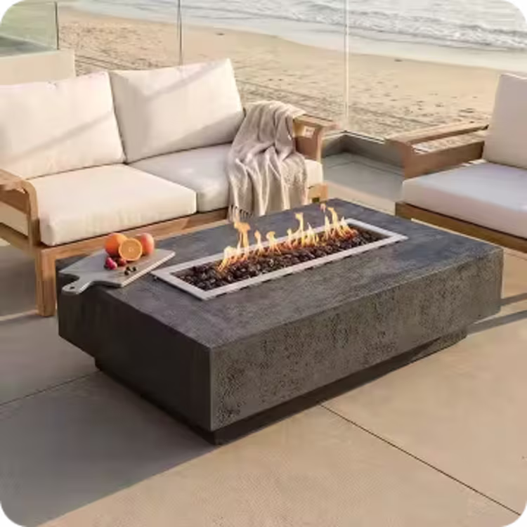 Elementi Hampton 56" Rectangular Concrete Gas Fire Table Customizable