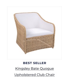 Woven club chair with white cushions. Image Text: BEST SELLER Kingsley Bate Quogue Upholstered Club Chair