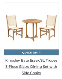 Teak bistro dining set product photo. Image Text: QUICK SHIP Kingsley Bate Essex/St. Tropez 3-Piece Bistro Dining Set with Side Chairs