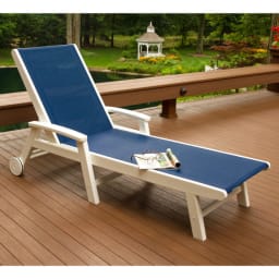 Polywood Coastal Sling Chaise Lounge with Wheels AuthenTEAK