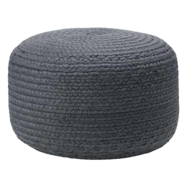 Jaipur Living Vibe Santa Rosa Dark Grey Cylinder Outdoor Pouf