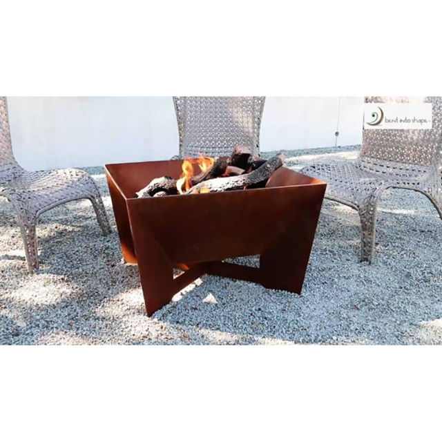 Bentintoshape DeZen 30" Square Cor-Ten Steel Wood Burning Fire Pit