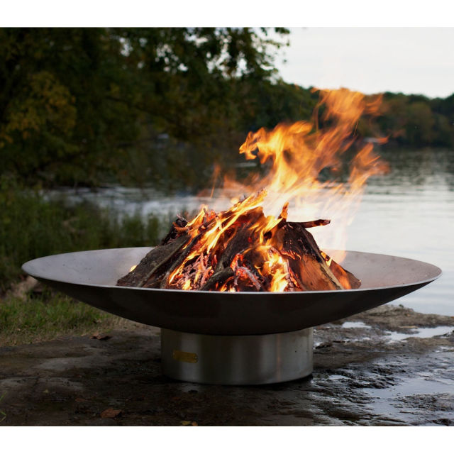 Fire Pit Art Bella Vita 34" Round Stainless Steel Fire Pit