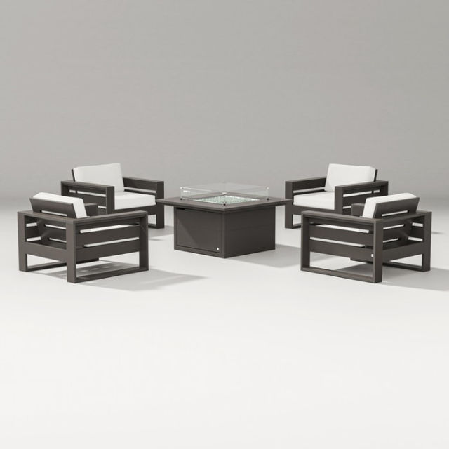 Polywood Latitude 5-Piece Lounge Fire Table Set