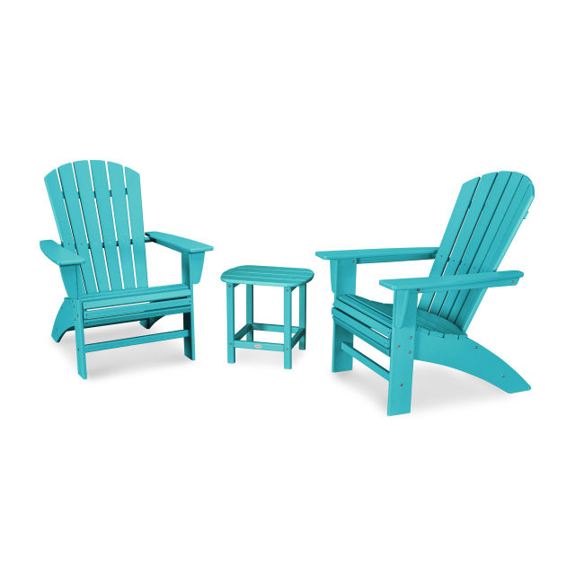 Polywood Nautical 3-Piece Curveback Adirondack Set