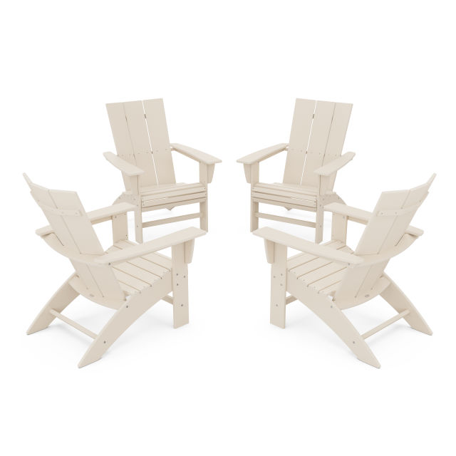 Polywood Modern 4-Piece Curveback Adirondack Set