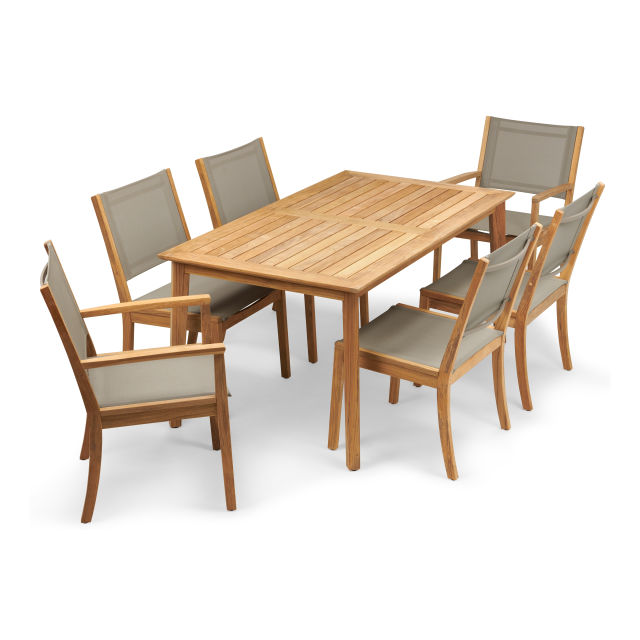 POVL Outdoor Menlo/Calera 7-Piece 63" Rectangular Patio Dining Set