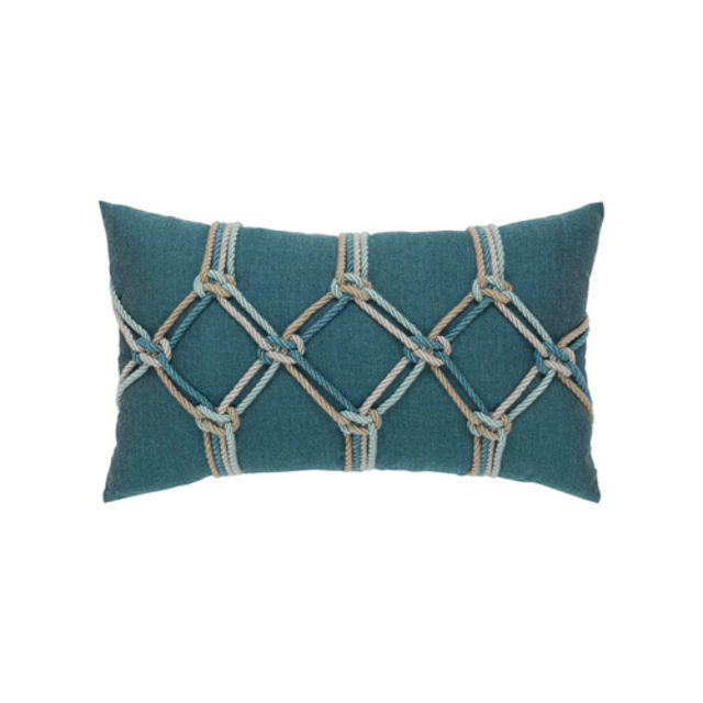 Elaine Smith 20" x 12" Lagoon Rope Lumbar Sunbrella Outdoor Pillow