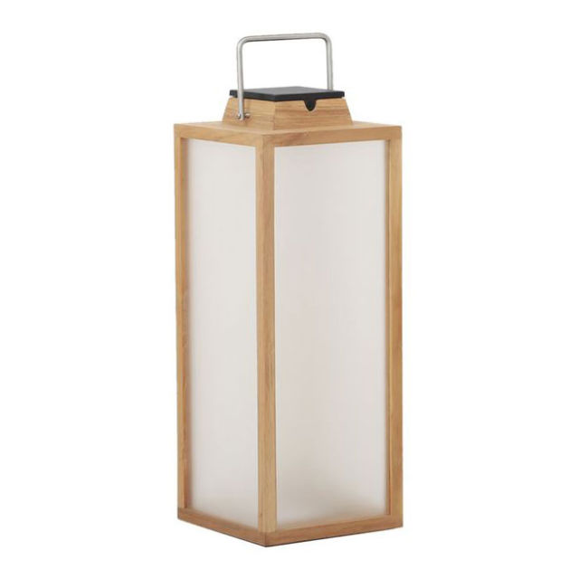 Les Jardins Tradition 25" Teak Solar LED Lantern