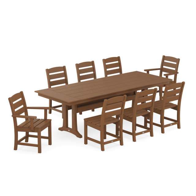 Polywood Lakeside 9-Piece Farmhouse Dining Set with Trestle Legs