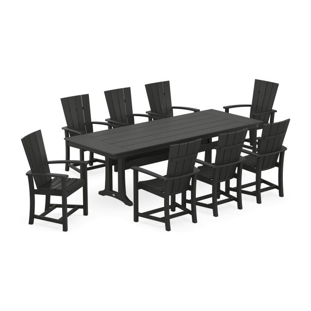 Polywood Quattro Adirondack 9-Piece Farmhouse Dining Set with Trestle Legs