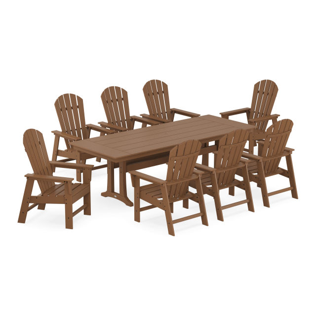 Polywood South Beach 9-Piece Farmhouse Dining Set with Trestle Legs