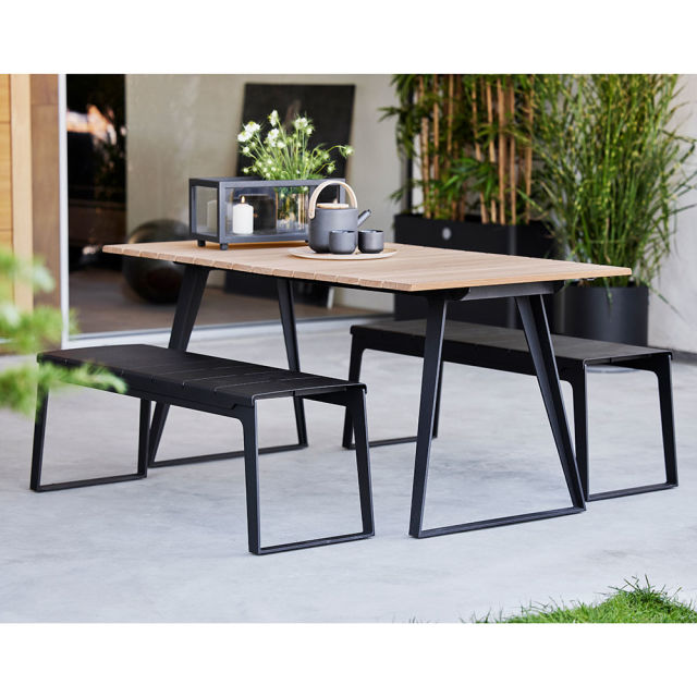 Cane-line Copenhagen 3-Piece Rectangular Patio Dining Set with Benches