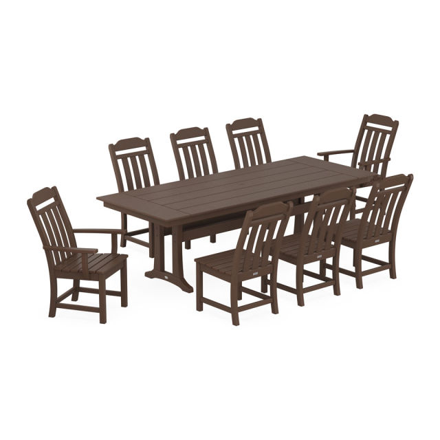 Polywood Country Living 9-Piece Farmhouse Dining Set with Trestle Legs