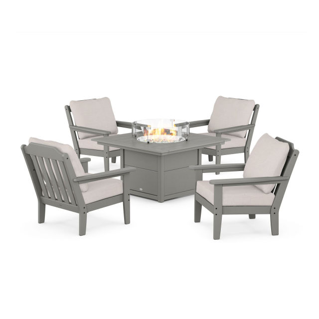 Polywood Country Living 5-Piece Deep Seating Set with Fire Pit Table