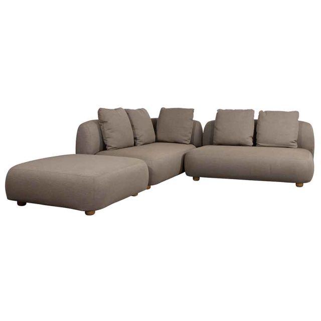 Cane-line Capture Upholstered 3-Piece Outdoor Sectional Set with Chaise Lounge