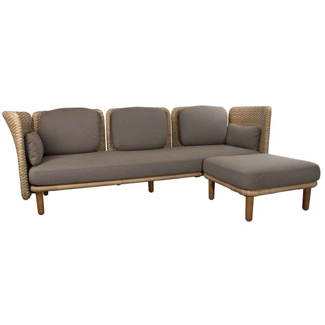 Cane-line Arch Woven 3-Seater Outdoor Sectional Sofa with Low Arm/Backrest and Chaise Lounge