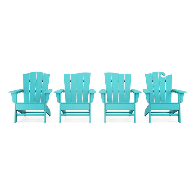 Polywood Wave Collection 4-Piece Adirondack Chair Set