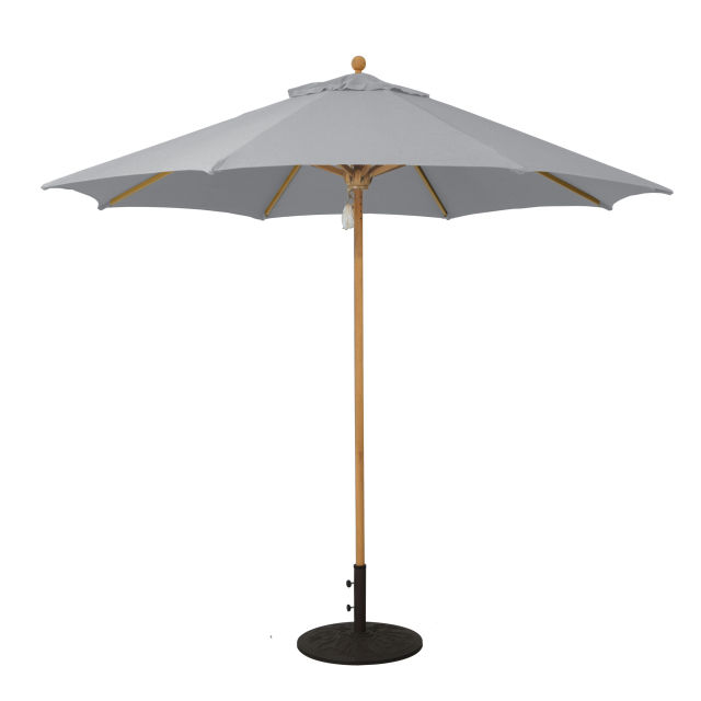 Galtech African Pulley 9' Round Teak Market Patio Umbrella