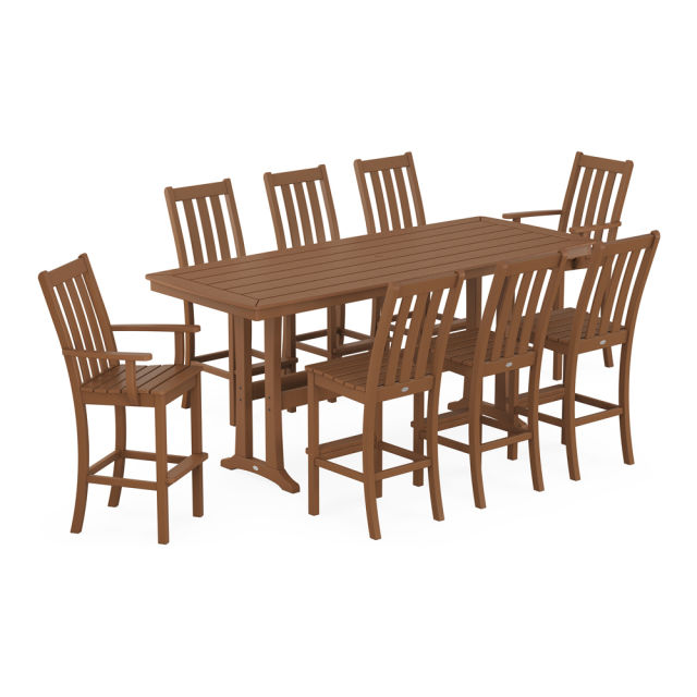 Polywood Vineyard 9-Piece Bar Set with Trestle Legs