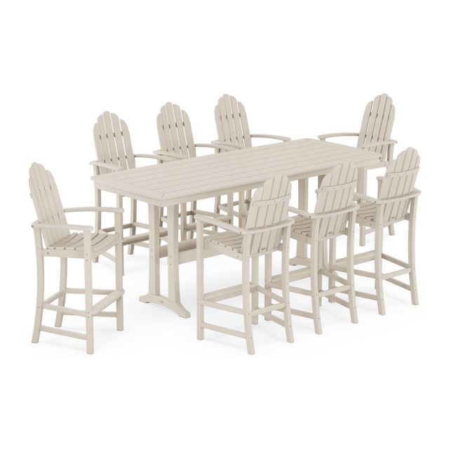 Polywood Classic Adirondack 9-Piece Bar Set with Trestle Legs