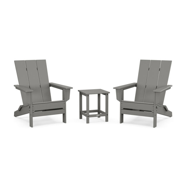 Polywood 3-Piece Modern Studio Folding Adirondack Set