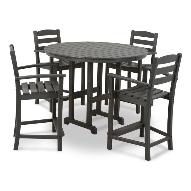 Polywood La Casa Cafe 5-Piece Round Farmhouse Counter Set