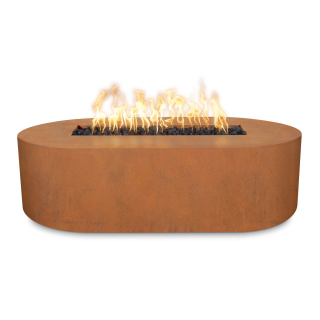 The Outdoor Plus Bispo 84" Oval Cor-Ten Steel Gas Fire Pit