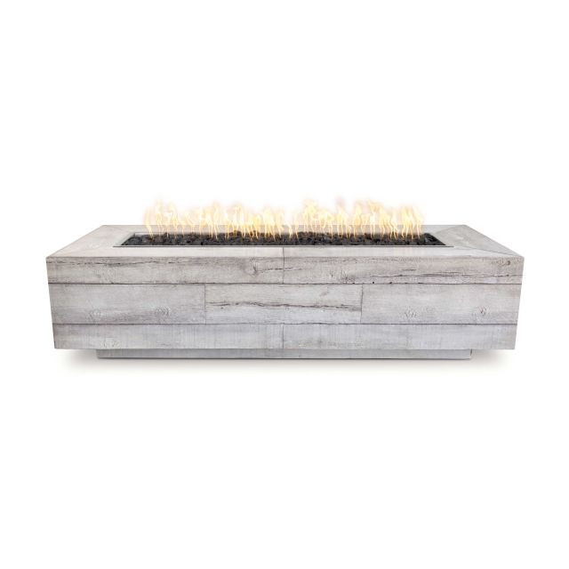 The Outdoor Plus Catalina 84" Rectangular Wood Grain Concrete Gas Fire Pit w/ Hidden Tank