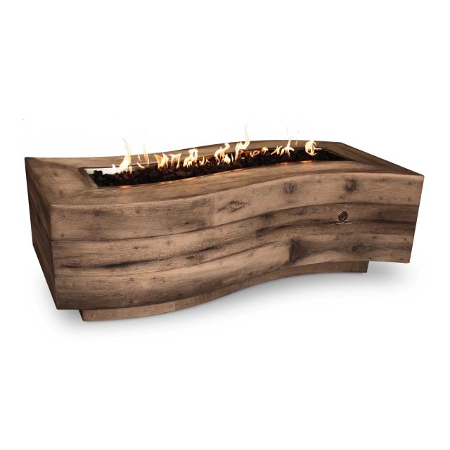 The Outdoor Plus Big Sur 72" Rectangular Wood Grain Concrete Gas Fire Pit w/ Hidden Tank