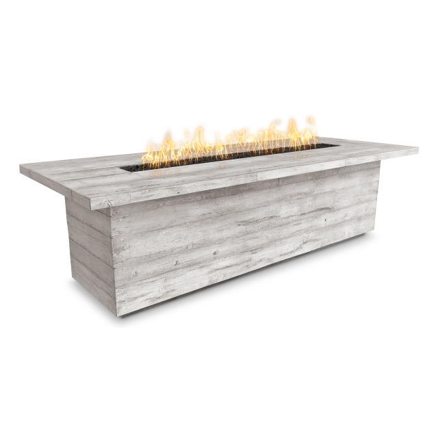 The Outdoor Plus Laguna 144" Rectangular Wood Grain Concrete Gas Fire Table w/ Hidden Tank